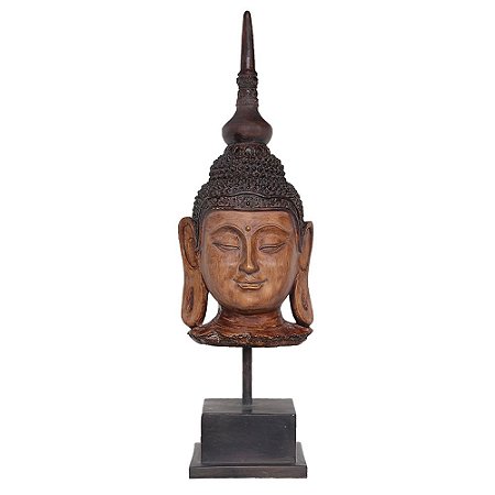 BUDDHA DECORATIVO EM RESINA MARROM 22,5CM X 20,5CM X 71,5CM