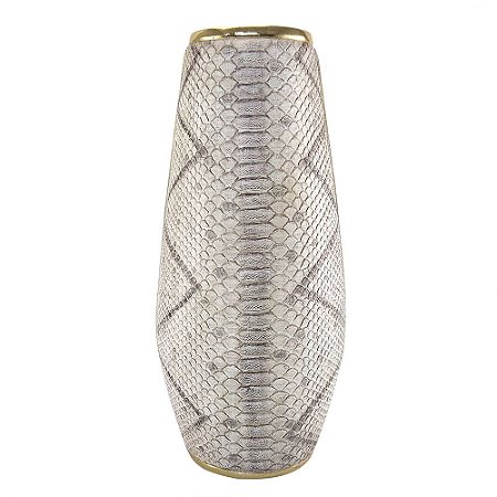 VASO TIPO COBRA CINZA E DOURADO 22CM X 19CM X 47CM