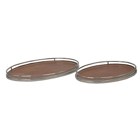 CJ DE BANDEJAS OVAIS DE COURO - 2 PCS