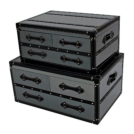 CJ DE BAUS DE METAL COM COURO 2 PCS