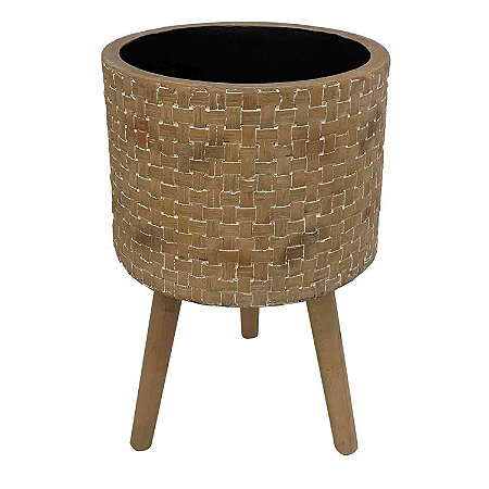 CACHEPOTS DE CIMENTO COM BASE DE MADEIRA