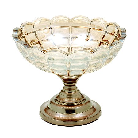 FRUTEIRA DECORATIVA DE METAL E VIDRO