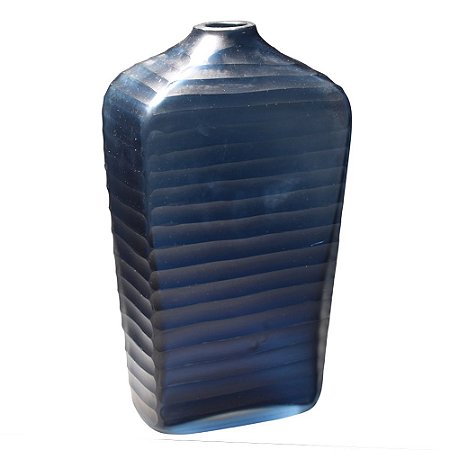 VASO DE VIDRO COM TEXTURA AZUL 18CM X 12CM X 34,5CM