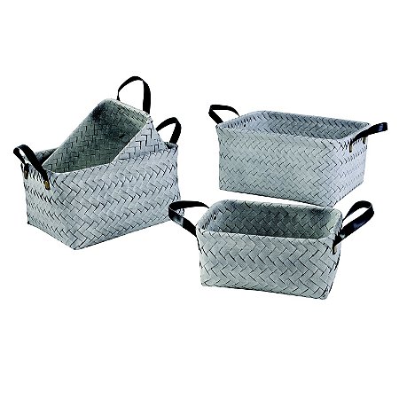 CJ. DE CESTOS PLASTICO BRANCO GELO - 4 PCS