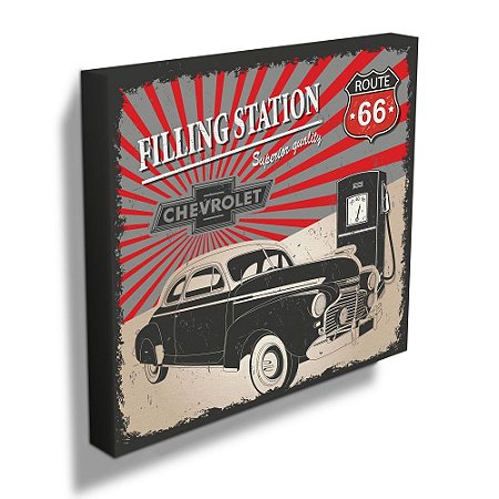 QUADRO TELA GM COUPE GAS STATION FD VERMELHO/CINZA  40 X 40