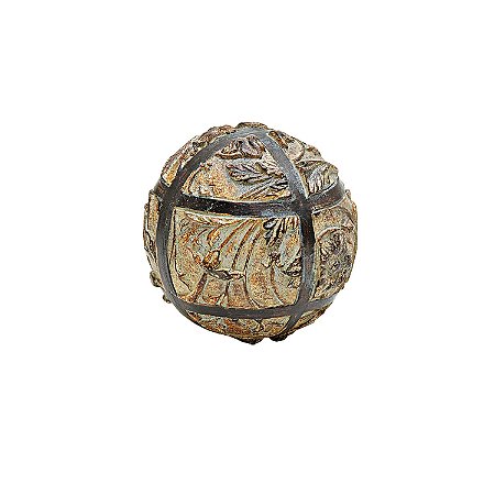 BOLA DECORATIVA DE RESINA- MADEIRA- 10 CM