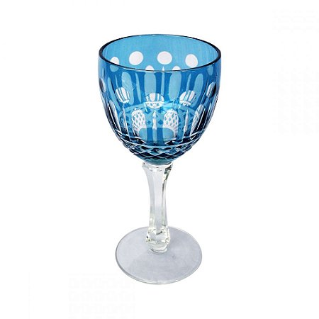 CJ TACAS DE VINHO DE VIDRO AZUL  6 PCS 8,8CM X 8,8CM X 19CM