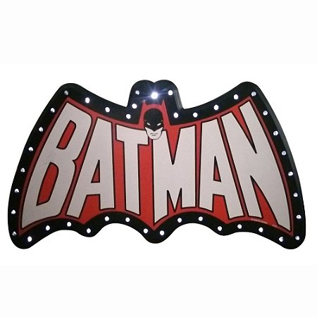 PLACA MDF  LED DCO BATMAN PRETA/VERMELHA