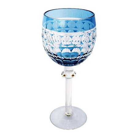 CJ TACAS DE AGUA DE VIDRO AZUL  6 PCS 9CM X 9CM X 21CM