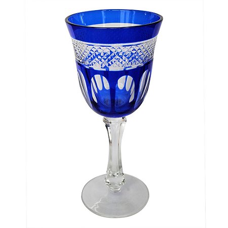 CONJ. DE TACAS PARA VINHO BRANCO DE VIDRO AZUL  6 PCS D8,3CM