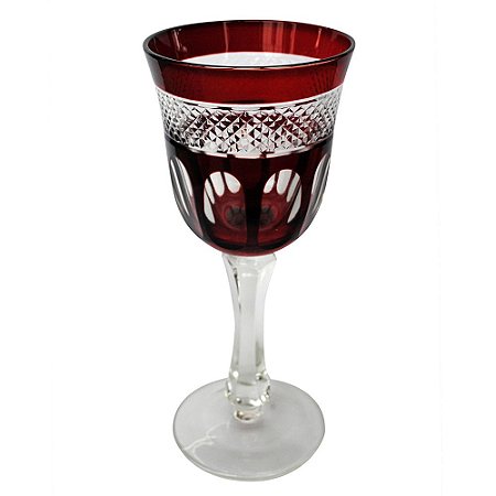 CONJ. DE TACAS PARA VINHO BRANCO DE VIDRO VERMELHO  6 PCS D8