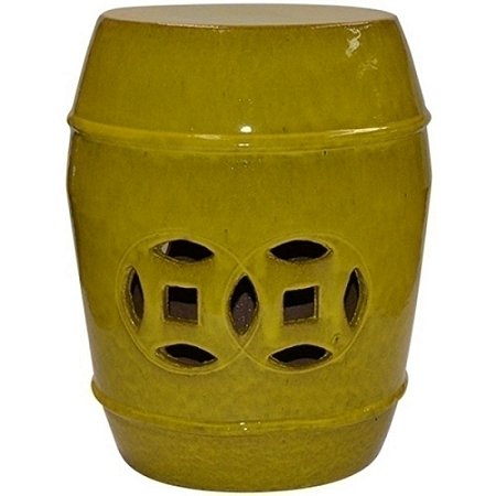 BANQUETA SEAT GARDEN DE CERAMICA AMARELO- 38X48 CM