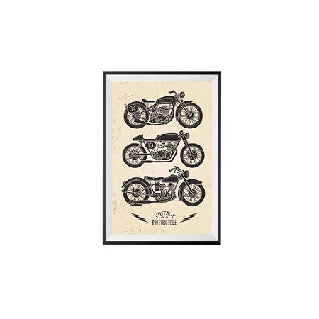 POSTER C/ MOLDURA E PASSEPARTOUR LOFT MOTORCYCLES 30 X 45 X