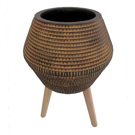 CACHEPOTS DE CIMENTO COM BASE DE MADEIRA