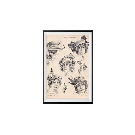 POSTER C/ MOLDURA E PASSEPARTOUT LE JAZZ REVUE DES CHAPEAUX