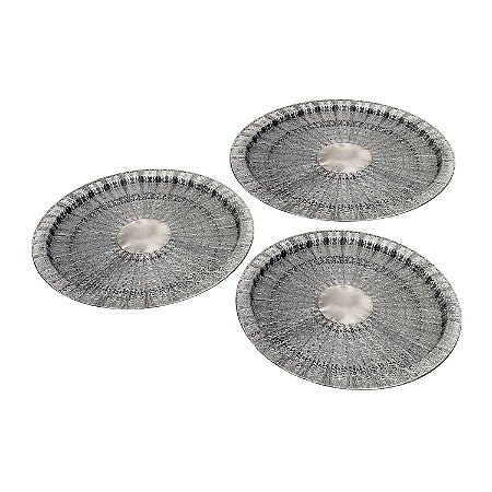 CJ. DE BANDEJAS DE METAL PRATA - 3 PCS