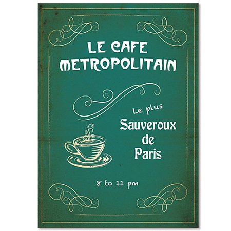 POSTER EMOLDURADO LE JAZZ LE CAFE METROPOLITAIN FD VERDE 50