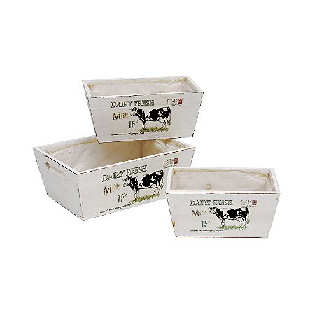 CJ DE CACHEPOTS DE MADEIRA 3 PCS