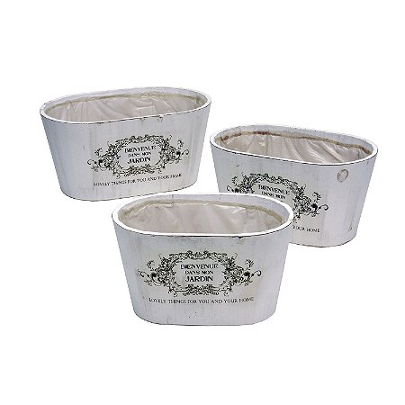 CJ DE CACHEPOTS DE MADEIRA 3 PCS