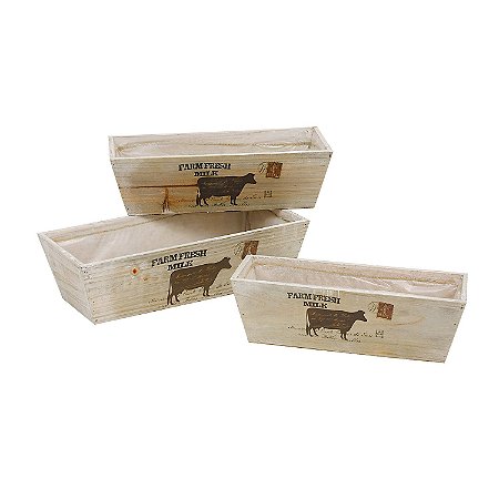 CJ DE CACHEPOTS DE MADEIRA 3 PCS
