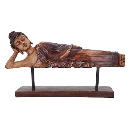 BUDDHA DECORATIVO EM RESINA MARROM 62,2CM X 13CM X 34,5CM