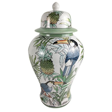 POTE DE PORCELANA TUCANO 20CM X 20CM X 38CM