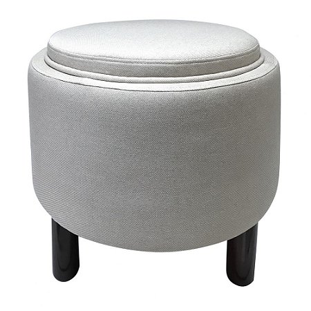 BANQUETA DE MADEIRA E TECIDO OFF WHITE