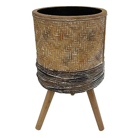 CACHEPOTS DE CIMENTO COM BASE DE MADEIRA