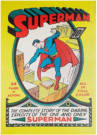QUADRO TELA SUPERMAN DC AMARELO 50 X 70 X 3CM