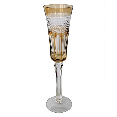 CONJ. DE TACAS DE CHAMPAGNE DE VIDRO AMBAR  6 PCS D6CM X 24C