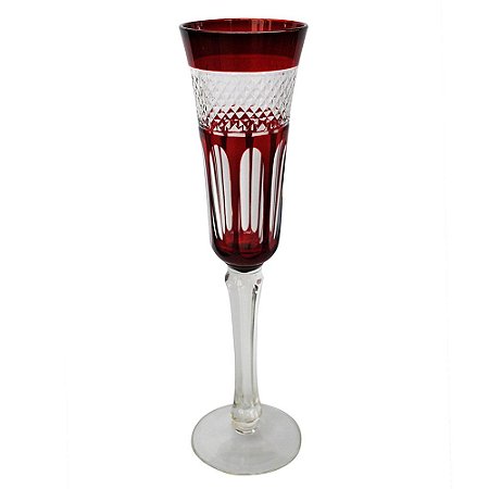 CONJ. DE TACAS DE CHAMPAGNE DE VIDRO VERMELHO  6 PCS D6CM X