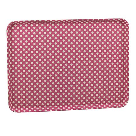 BANDEJA PLASTICO PINK C/ BOLAS BRANCAS POA 36,5 X 26,5 X 1,5