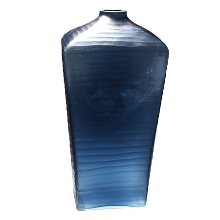 VASO DE VIDRO COM TEXTURA AZUL 21CM X 16CM X 42CM