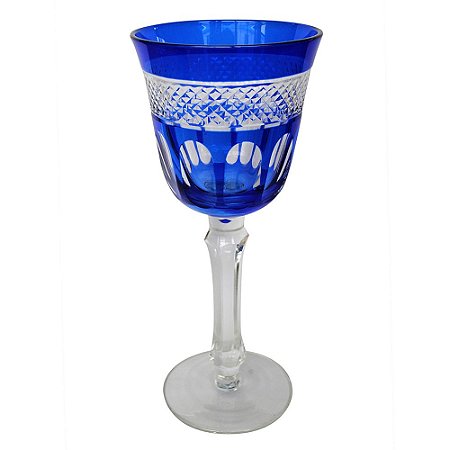 CONJ. DE TACAS DE CHAMPAGNE DE VIDRO AZUL  6 PCS D9CM X