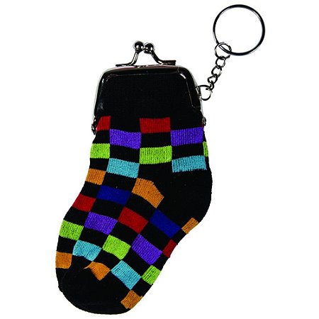 SY100676AS - CHAVEIRO E PORTA MOEDAS SOCKS COLORFUL SQUARES