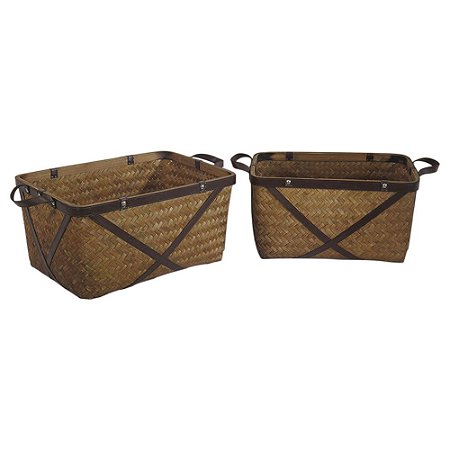 CONJ. DE CESTOS EM BAMBU MARROM  2 PCS G  50,5CM 36CM X 24,5