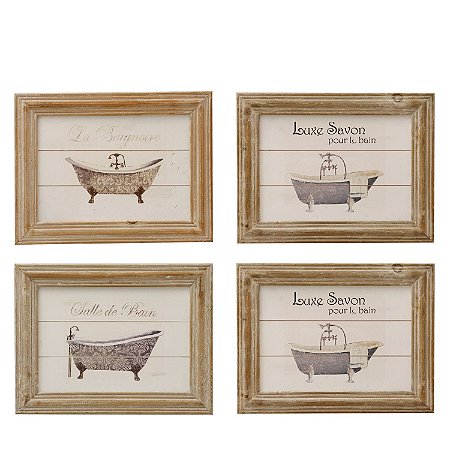 QUADRO DECORATIVO DE MADEIRA CONJUNTO COM 4 PECAS