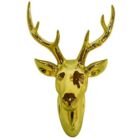 ESCULTURA PAREDE CERAMICA DEER'S HEAD DOURADO 29 X 22 X 44 C