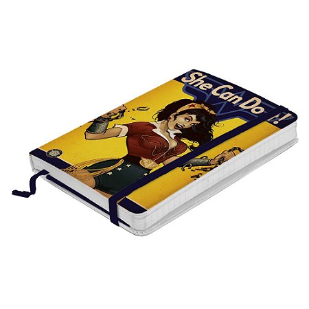 CADERNETA DE ANOTACAO PAPEL DC WW STRONG PIN UP FD AMARELO
