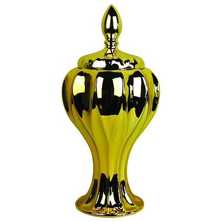 POTICHE CERAMICA GREEK DOURADO 21,5 X 21,5 X 44CM