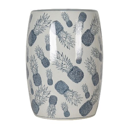 BANQUETA DE PROCELANA AZUL CLARO  ABACAXI 32CM X 44CM