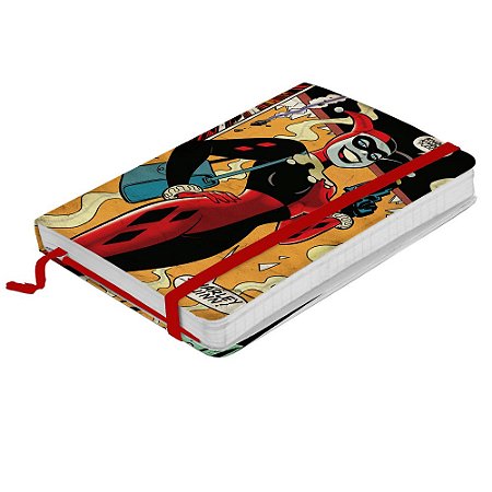 CADERNETA DE ANOTACAO DC HARLEY QUINN WTH A GUN COLORIDO A6