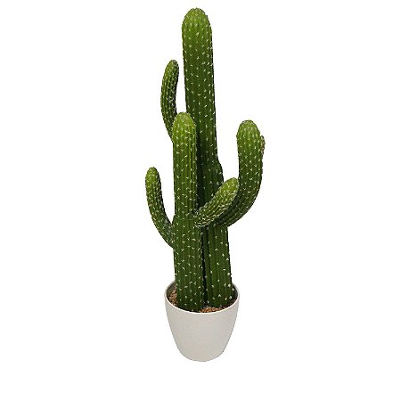 CACTO DECORATIVO EM PLASTICO E CERAMICA BEGE 10CM X 19CM X 8