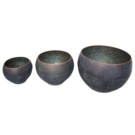 CONJ. DE VASOS DE METAL  3 PCS G  38 CM X 30 CM M  28CM X 24