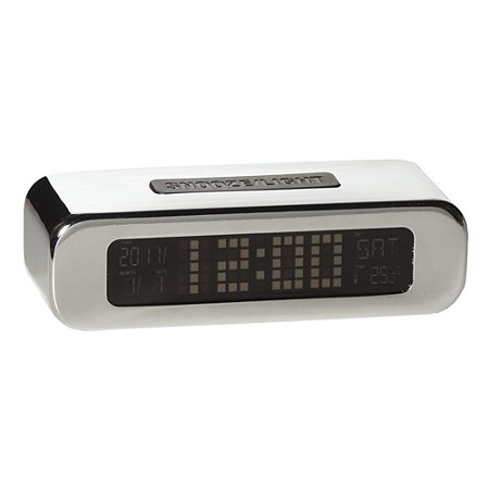RELOGIO MESA DESPERTADOR LCD DIGITAL CROMADO 13,5 X 9 X 6,5