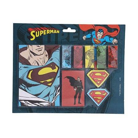 SET BLOCO DE NOTAS COM ADESIVO DCO ALL KINDS OF SUPERMAN 21