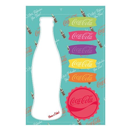 SET BLOCO DE NOTAS COM ADESIVO COCA-COLA CONTOUR BOTTLE AND