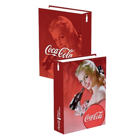 CAIXA LIVRO MADEIRA COCA-COLA PIN UP  BLOND LADY FACE FD VER