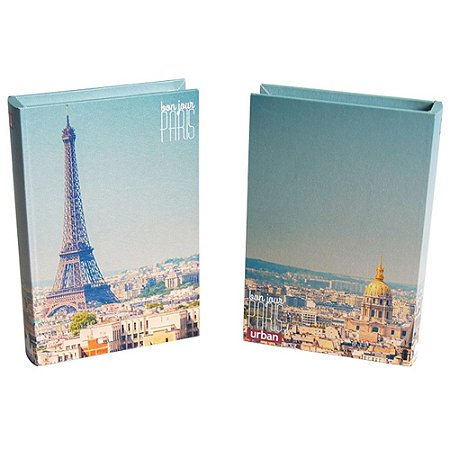 CAIXA LIVRO MADEIRA PARIS 25 X 17 X 4 CM