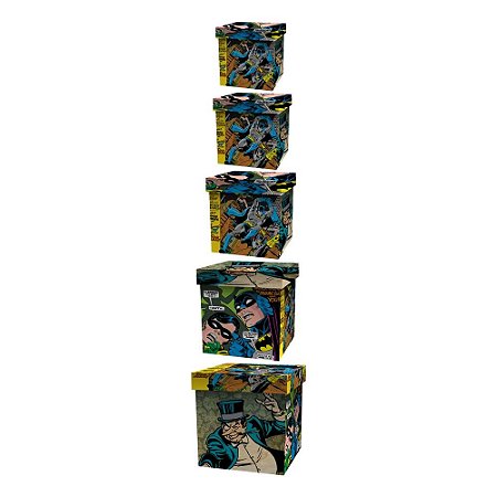 SET CAIXA ORGANIZADORA 5 PCS MADEIRA DC SCENES COLORIDO